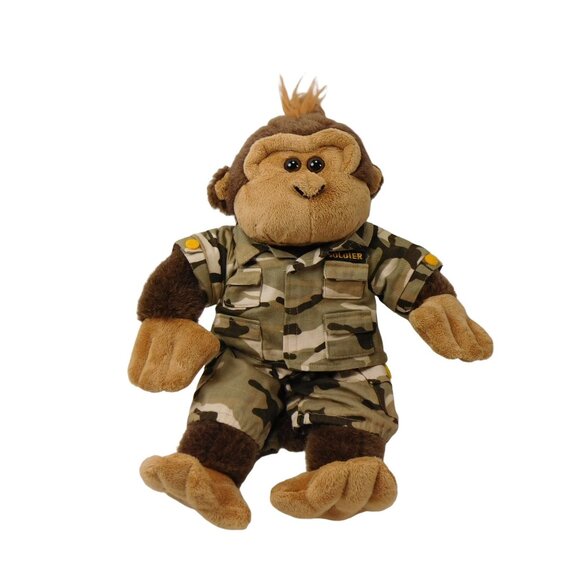 Nanco Animaland Monkey 15" Plush W/Camo Clothes 2007 - Picture 2 of 8